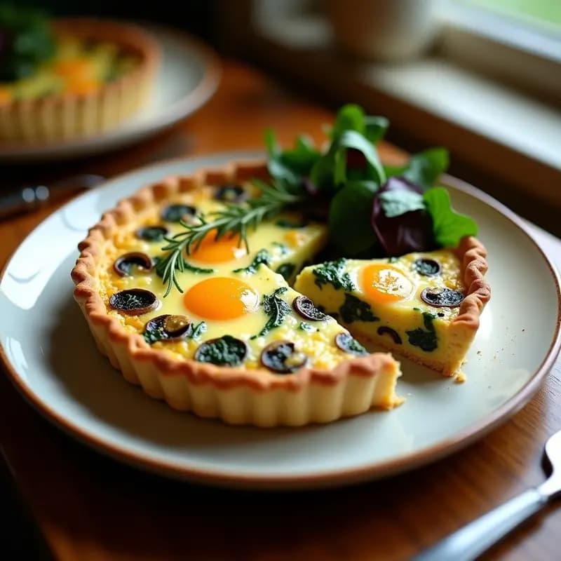 Quiche Lorraine Sin Masa con Espinacas y Hongos Portobello: Receta Francesa Keto y Sin Harina