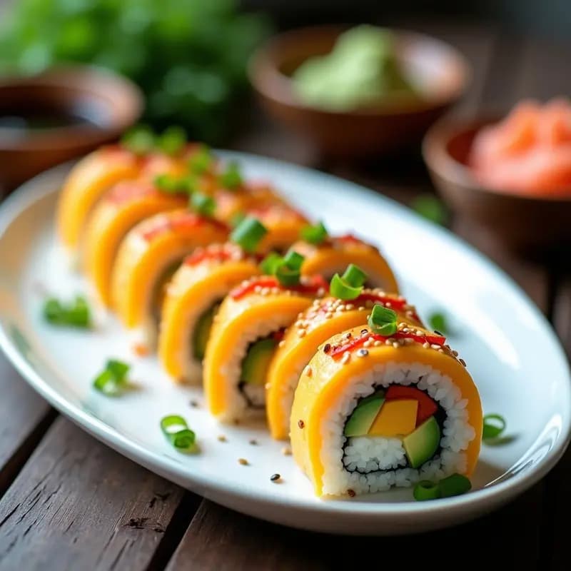 Radioactive Sushi Roll: Roll de Aguacate, Mango y Chile con Toque Picante