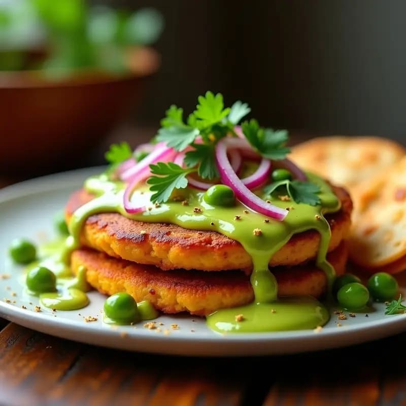 Ragda Pattice: Hamburguesas de Patata Indianas con Guisantes y Salsa Picante