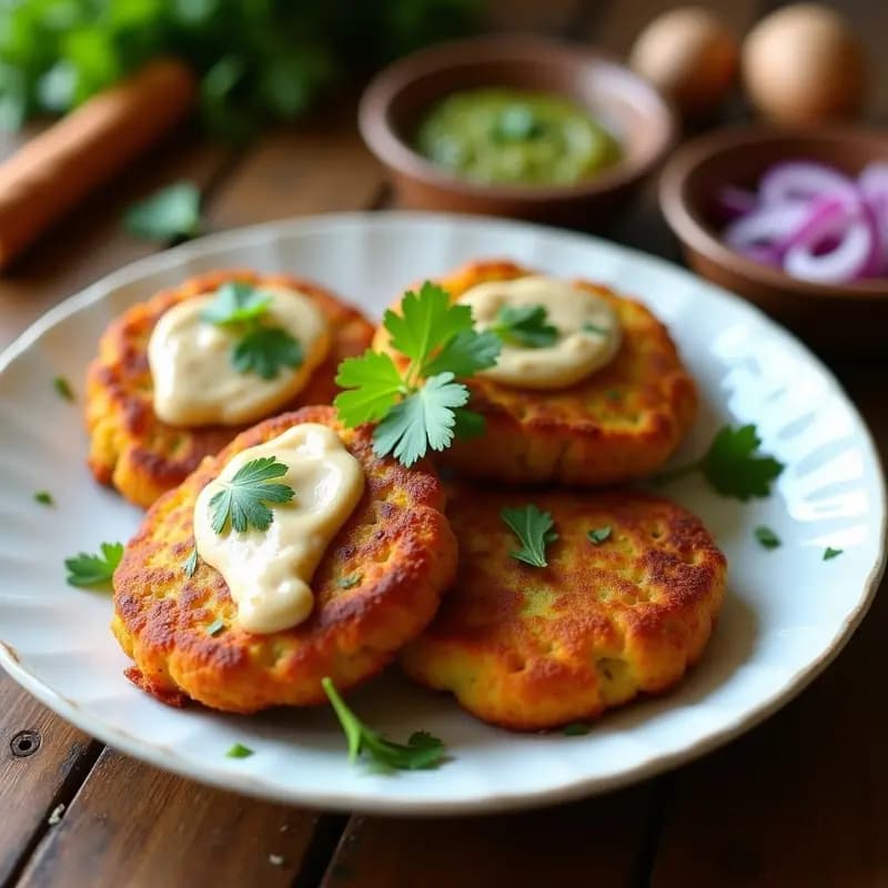 Ragda Patties: Hamburguesas de Alubias y Patatas con Chutneys: Snack Indio en Airfryer