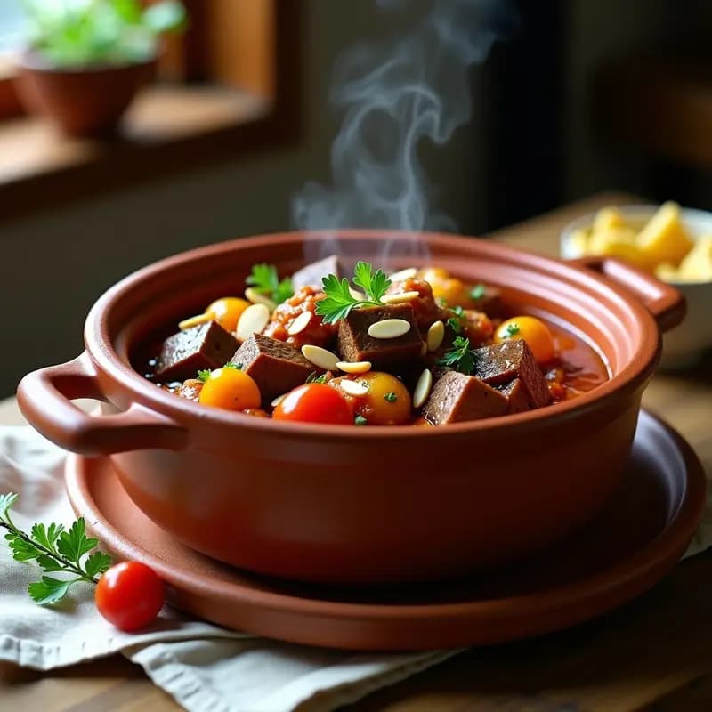 Ragú de Cordero con Eggplant y Tomates Secos: Receta Armena en Olla de Barro
