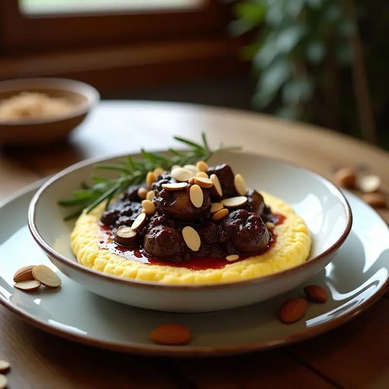 Ragú de Hongos Portobello con Polenta Cremosa: Receta Italiana Vegana y Reconfortante