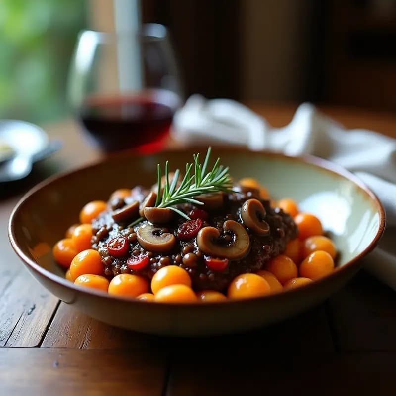 Ragu de Hongos Portobello: Receta Italiana Vegana con Ñoquis de Batata Sin Gluten
