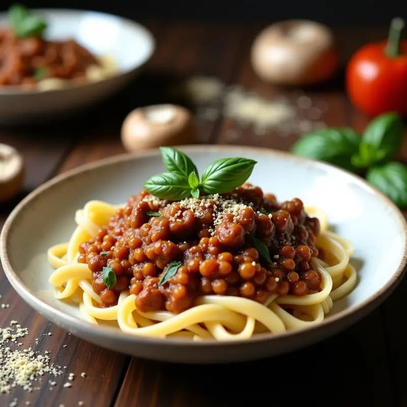 Ragú de Lentejas y Champiñones Portobello: Receta Italiana Vegana en Thermomix