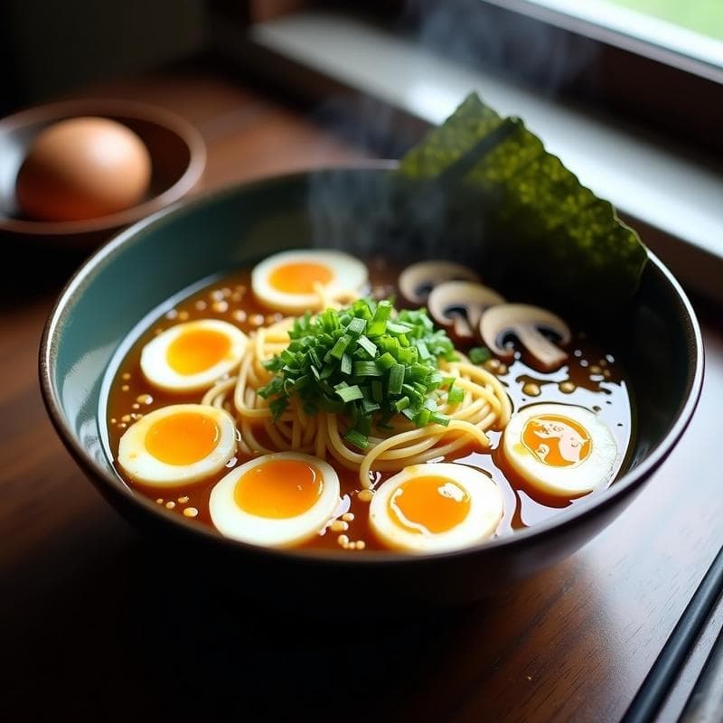 Ramen de Algas Wakame y Huevo de Codorniz: Receta Japonesa en Airfryer con Caldo Umami en 25 Minutos
