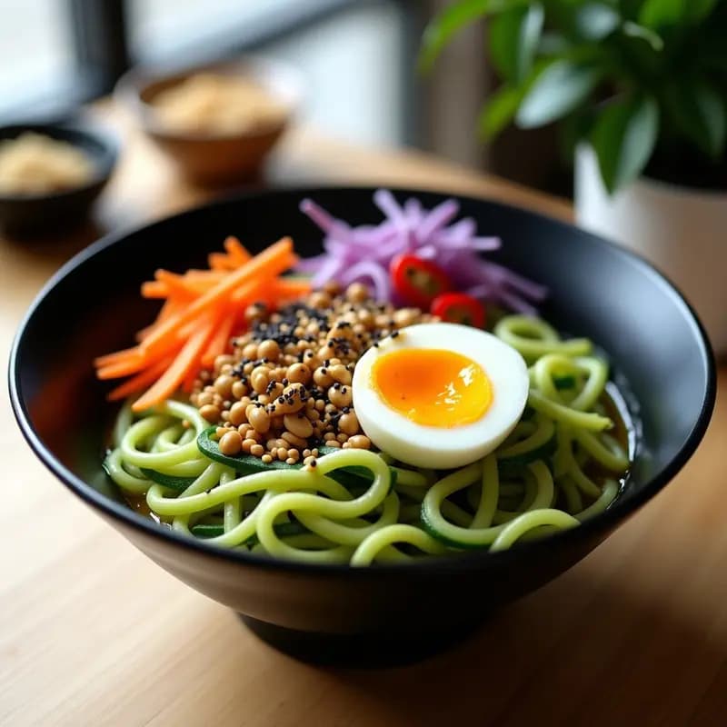 Ramen de Calabacín con Cacahuetes y Salsa Teriyaki: Receta Fusion Low-Carb