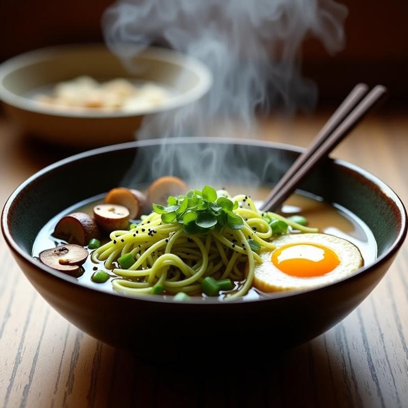 Ramen de Espaguetis de Calabacín y Champiñones Shitake: Receta Japonesa Low Carb en 15 Minutos
