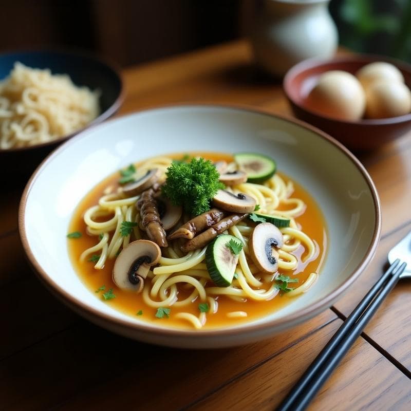 Ramen de Calabacín Espiralizado y Champiñones con Caldo de Miso Blanco: Receta Vegetariana Low Carb en Thermomix