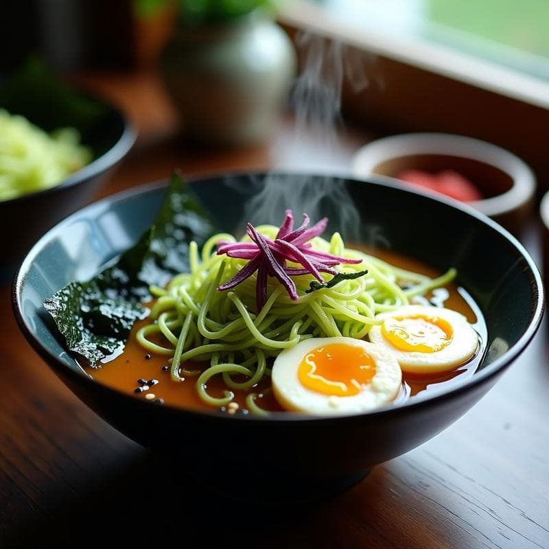 Ramen de Calabacín Espiralizado con Brotes de Soja y Huevos de Lino: Receta Keto y Vegana