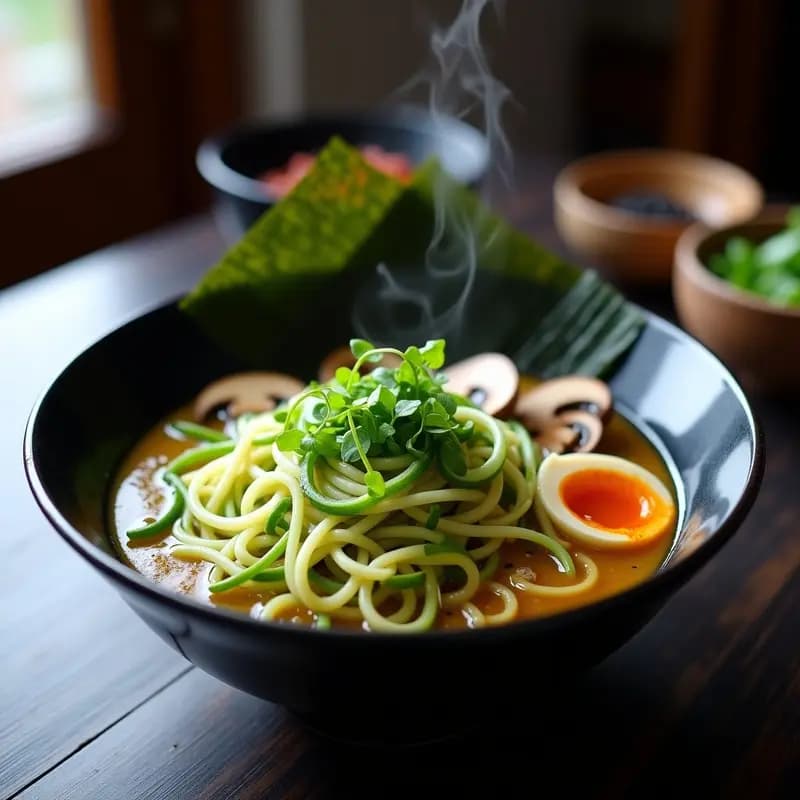 Ramen de Fideos de Calabacín y Hongo Shiitake: Receta Japonesa Baja en Calorías