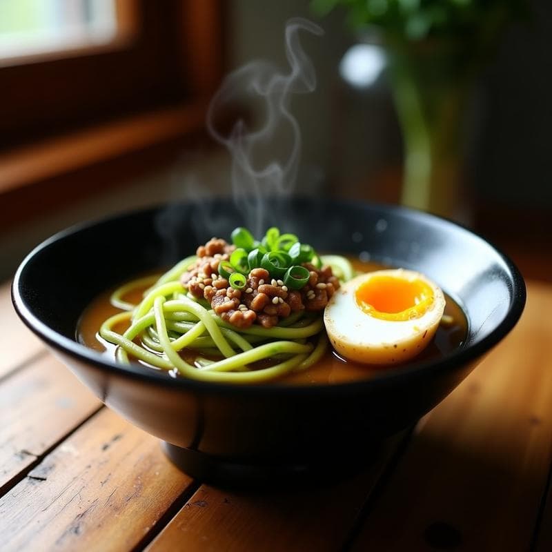 Ramen de Calabacín y Champiñones Shitake: Receta Keto en Olla Express con Huevos Marinado