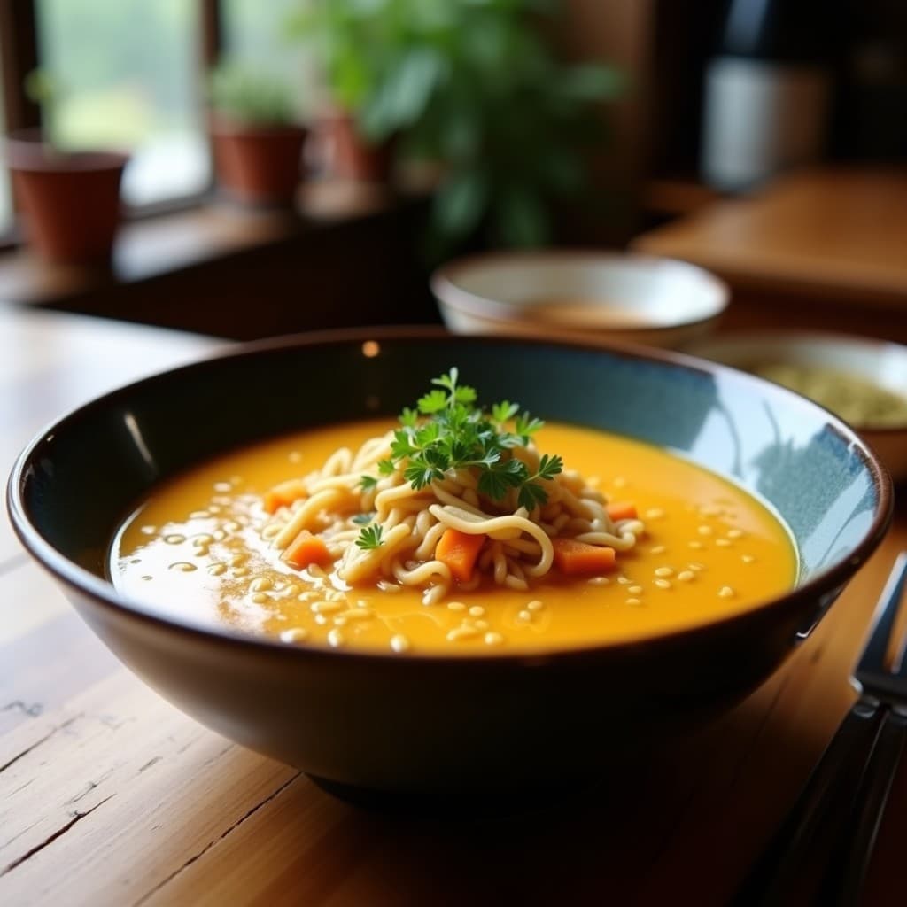 Ramen de Calabaza Butternut y Miso Blanco: Receta Japonesa Vegana y Sin Fideos