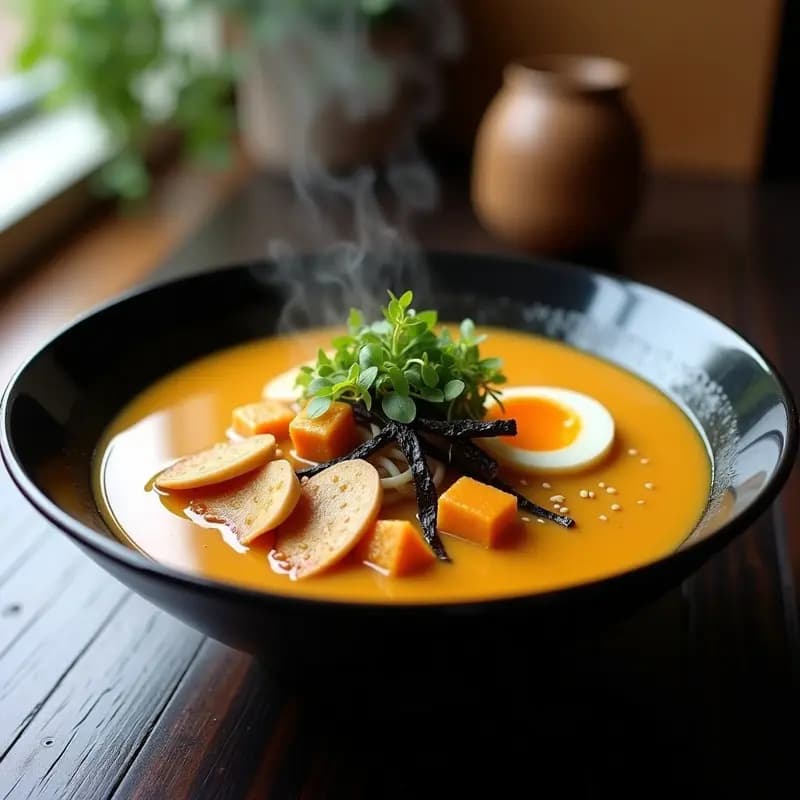 Ramen de Calabaza y Champiñones Shitake con Huevo Marinado: Receta Japonesa Keto