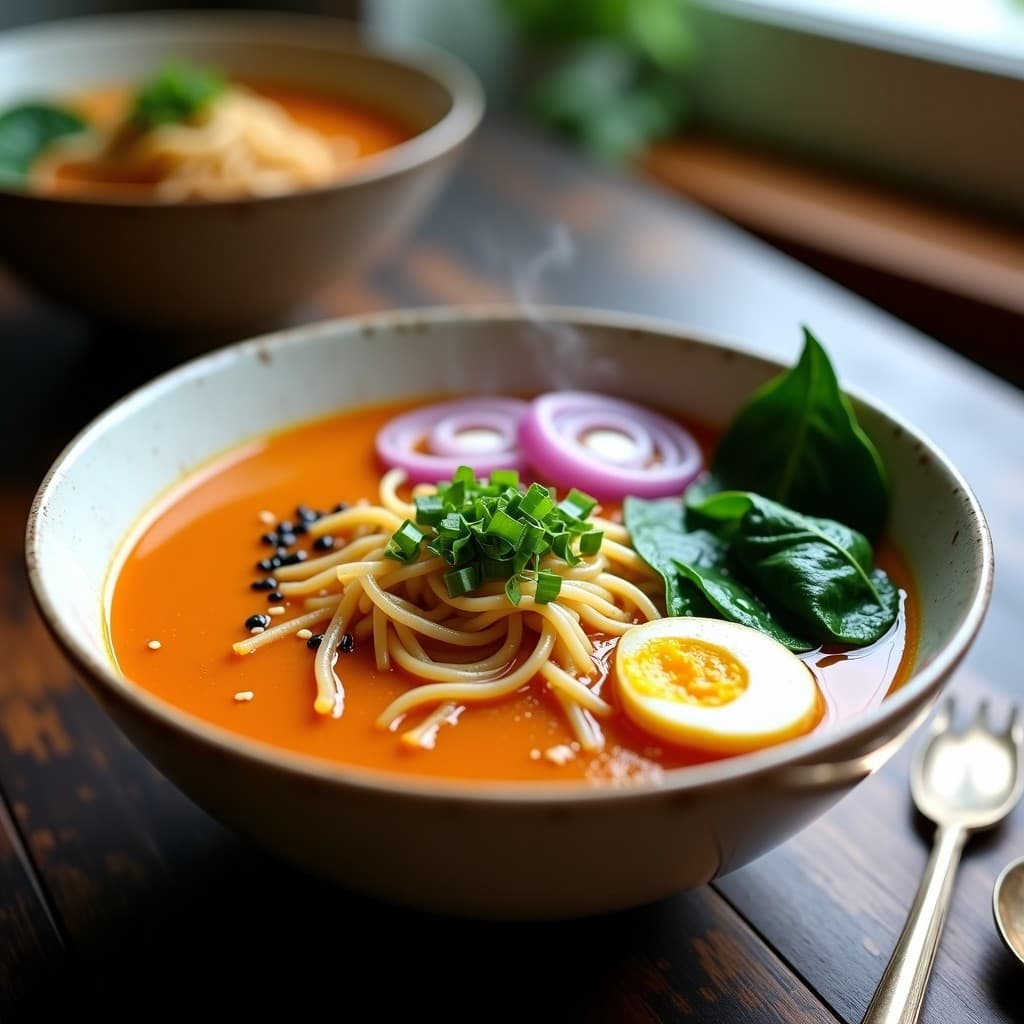 Ramen de Calabaza Butternut y Misoz: Receta Japonesa Vegana en Olla Exprés con Umami