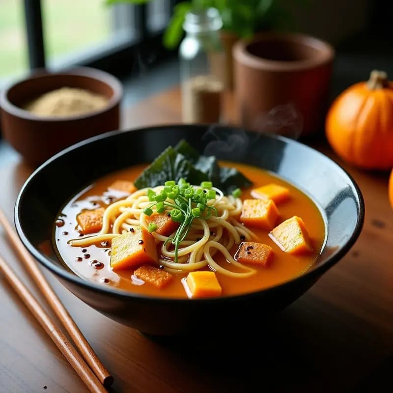 Ramen de Calabaza y Tofu: Sopa Japonesa Reconfortante con Especias de Sésamo
