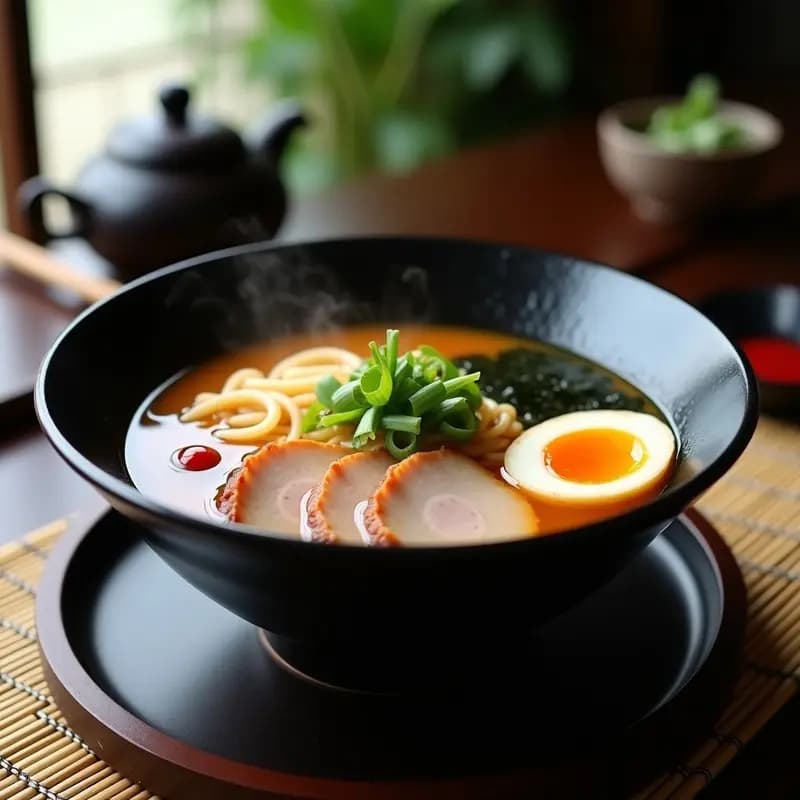 Ramen Japónés con Caldo de Cerdo Tonkotsu: Sopa de Fideos Tradicional y Reconfortante