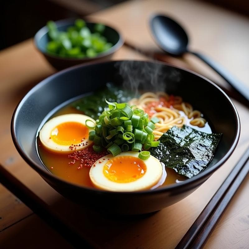 Ramen de Caldo de Huesos de Cerdo con Huevos Marinos y Algas: Receta Japonesa Keto en Olla Lenta
