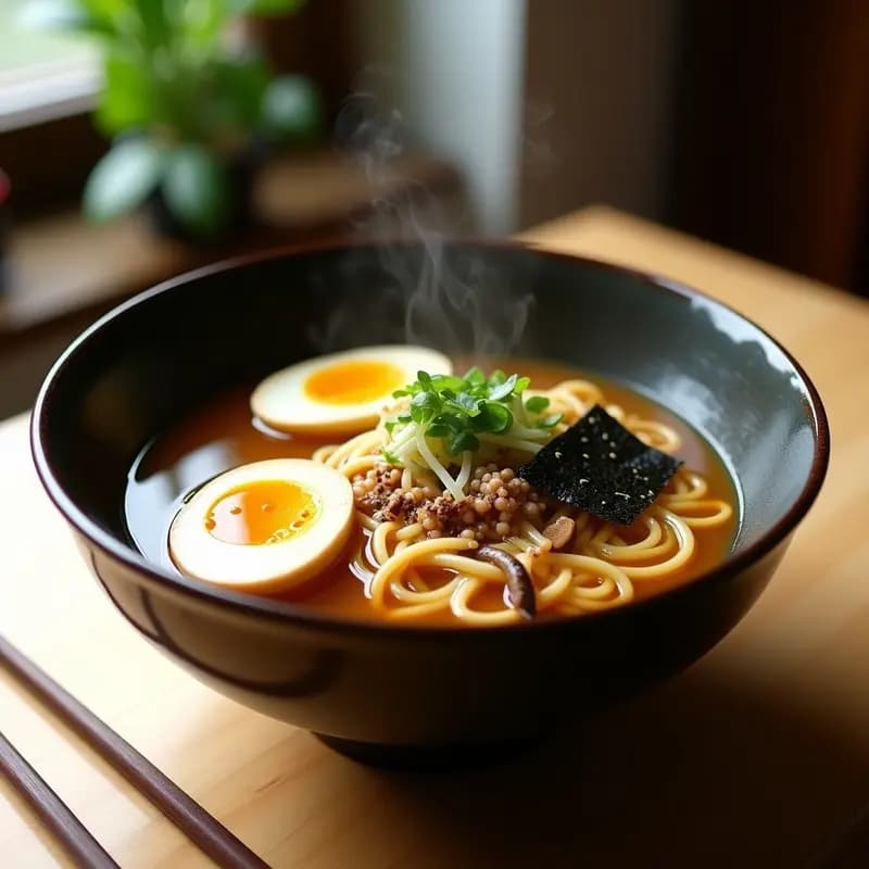 Ramen de Caldo de Huesos y Hongos Reishi: Receta Japonesa Reconfortante con Fideos de Shirataki