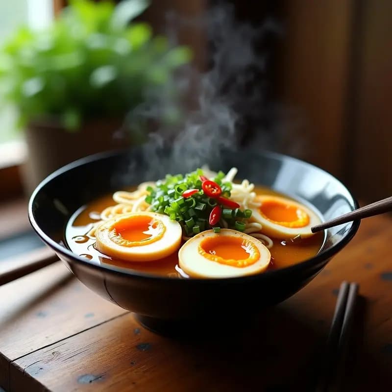 Ramen de Caldo de Pollo y Huevos Marificados: Receta Japonesa Reconfortante en 1 Hora