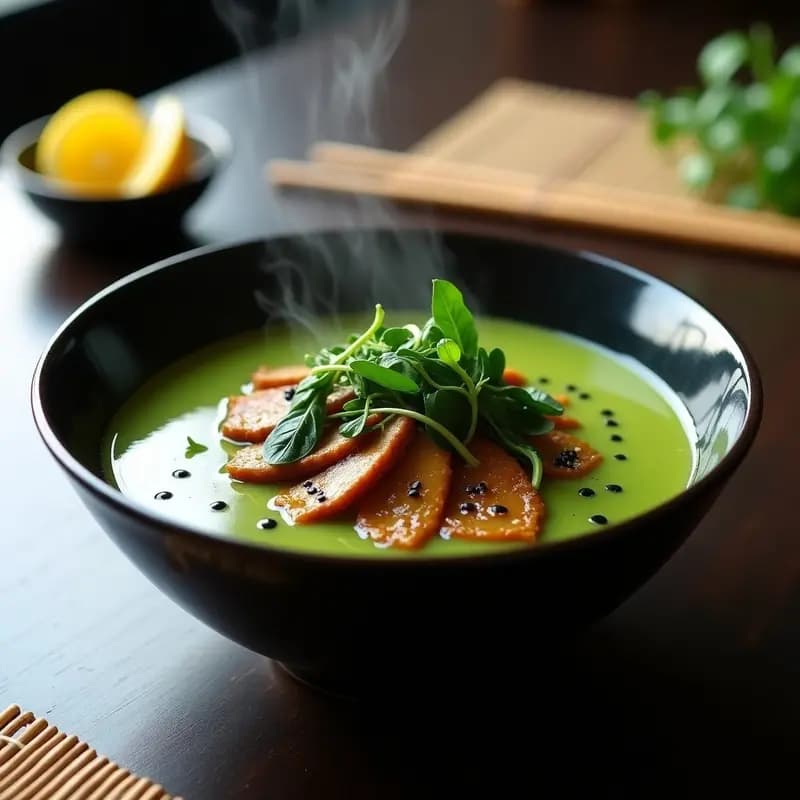 Ramen de Caldo Verde con seitán y Shinji: Receta Japonesa Vegana y Depurativa
