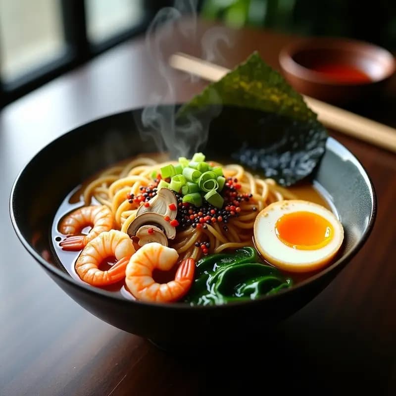 Ramen de Camarones y Caldo de Bone Broth: Receta Japonesa Alta en Colágeno en 30 Minutos