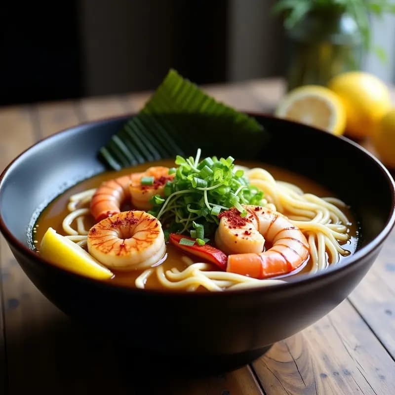 Ramen de Camarones y Cítricos: Receta Japonesa con Caldo de Yuzu y Fideos de Arroz