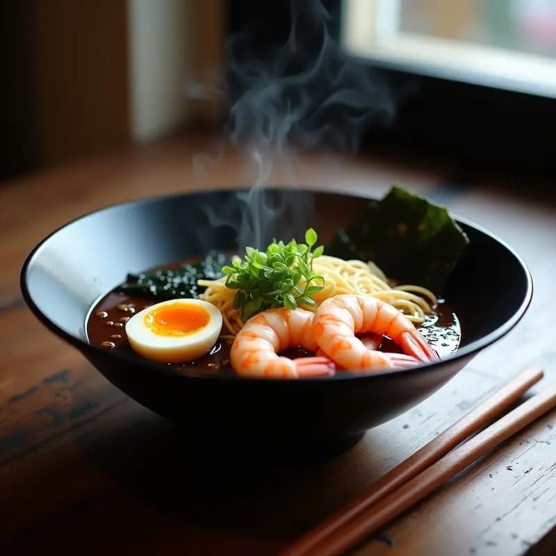Ramen de Camarones al Miso Negro: Receta Japonesa Fusion en 30 Minutos con Umami Intenso