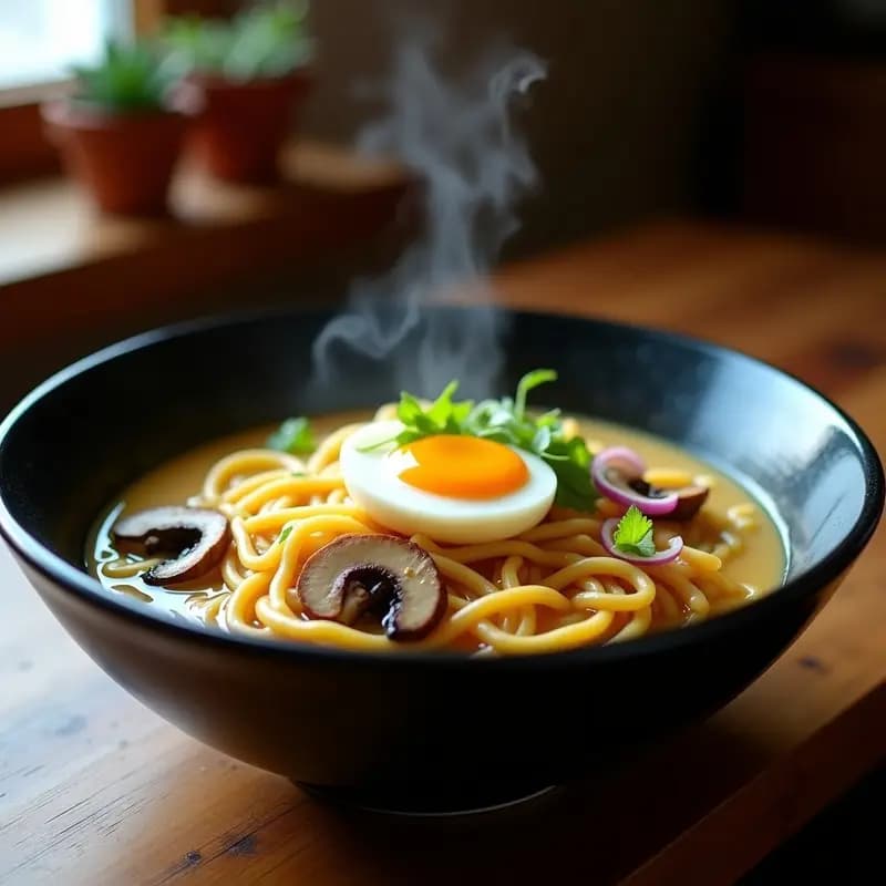 Ramen de Camembert y Champiñones Portobello: Receta Francesa de Fusión en 20 Minutos