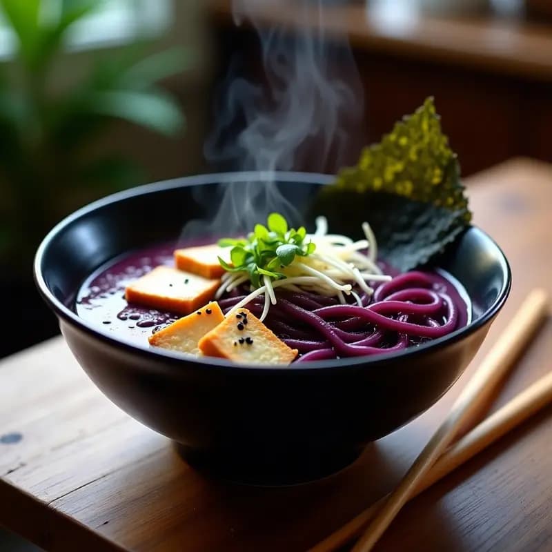 Ramen de Camote Morado y Tofu Ahumado: Receta Vegana Japonesa con Umami en 30 Minutos