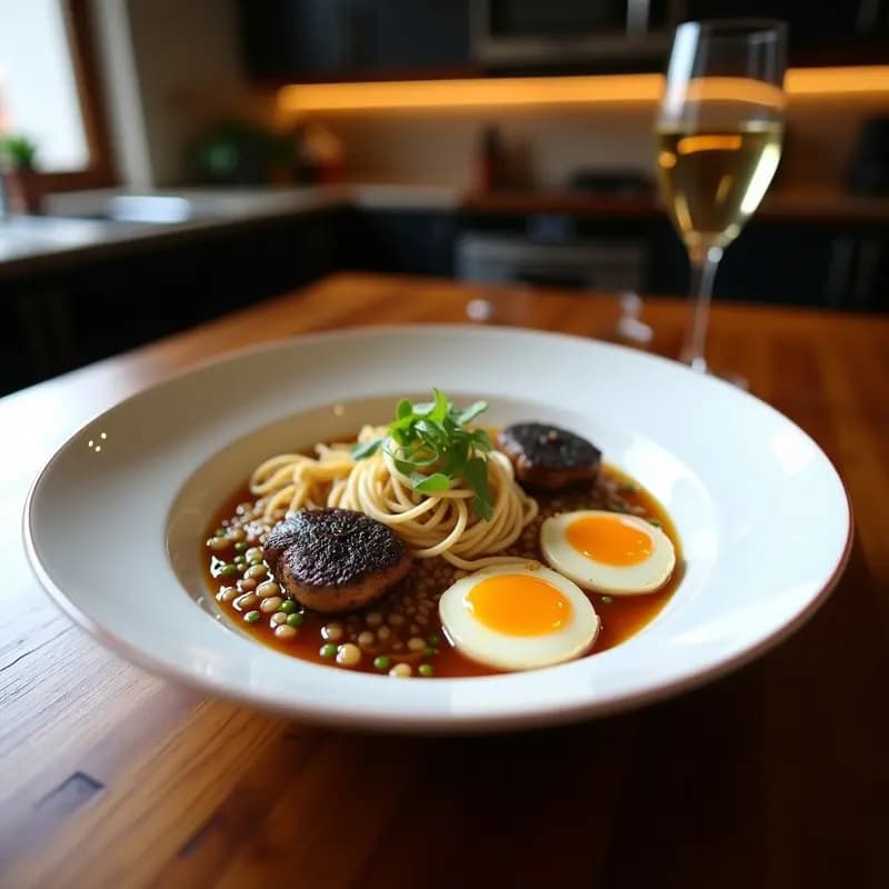 Ramen de Champagne con Setas Shiitake y Huevos Marinado: Receta Japonesa Gourmet en 30 Minutos