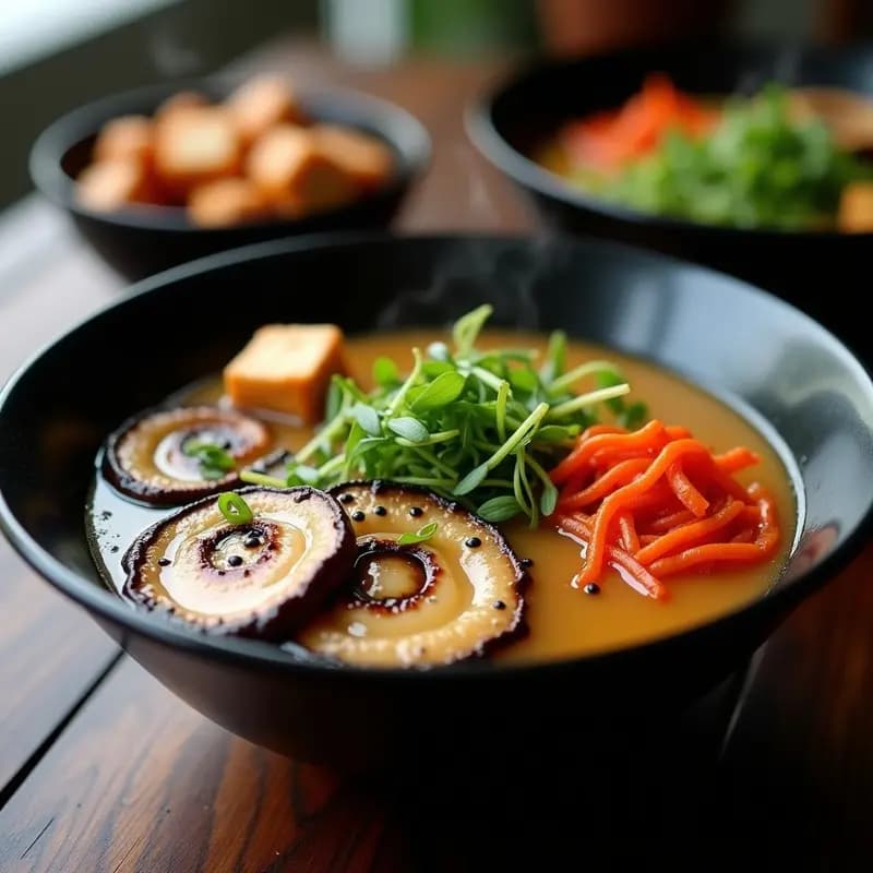 Ramen de Champiñones Portobello y Kimchi: Receta Japonesa Vegana con Umami Intenso