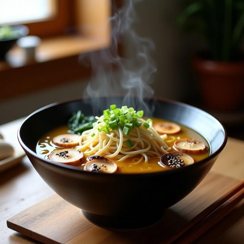 Ramen de Champiñones Shitake y Miso con Fideos de Konjac: Receta Japonesa Vegana y Baja en Calorías