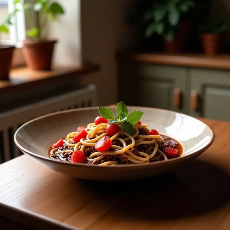 Ramen de Chocolate Caliente con Fideos de Mascarpone y Toppings de Frutos Rojos: Bebida Postre Italiana Innovadora