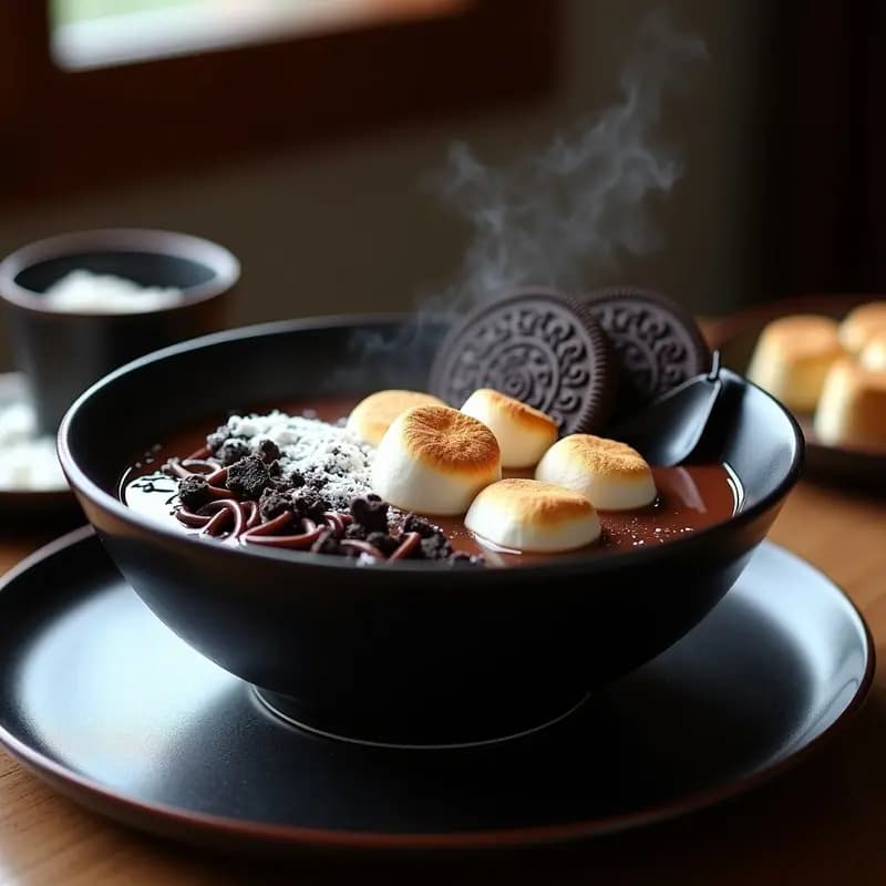 Ramen de Chocolate con Marshmallows y Galleta Oreos: Postre Japonés Decadente en 10 Minutos