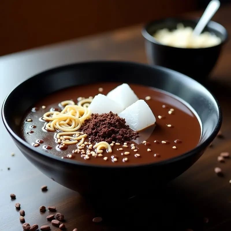 Ramen de Chocolate Negro con Fideos de Konjac: Postre Japonés Keto
