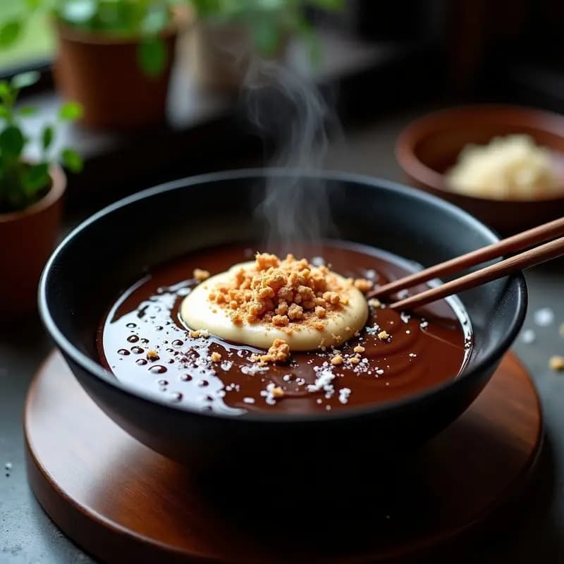 Ramen de Chocolate Negro con Leche de Avellana: Postre Japonés Decadente en 15 Minutos