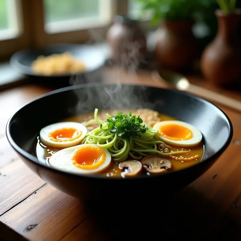 Ramen de Espagueti de Calabacín y Huevos Marados: Receta Japonesa Baja en Carbohidratos
