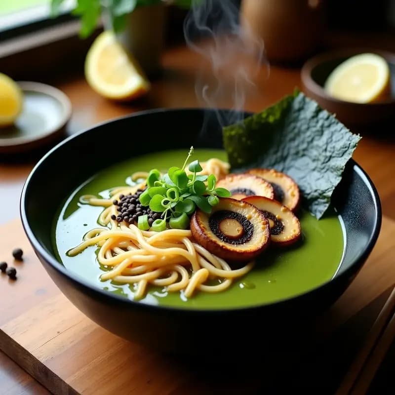 Ramen de Espirulina y Champiñones Portobello: Receta Vegana Japonesa Alta en Proteínas