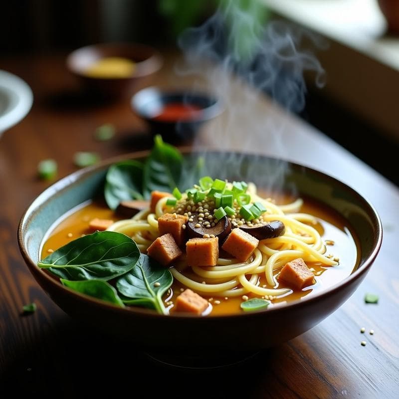 Ramen de Fideos de Calabacín y Tempeh: Receta Vegana en Thermomix con Caldo de Miso