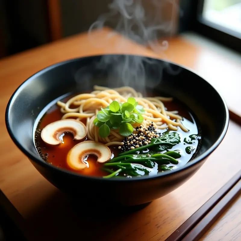 Ramen de Hongo Ostreatus y Espinacas: Receta Japonesa Vegana con Caldo Umami