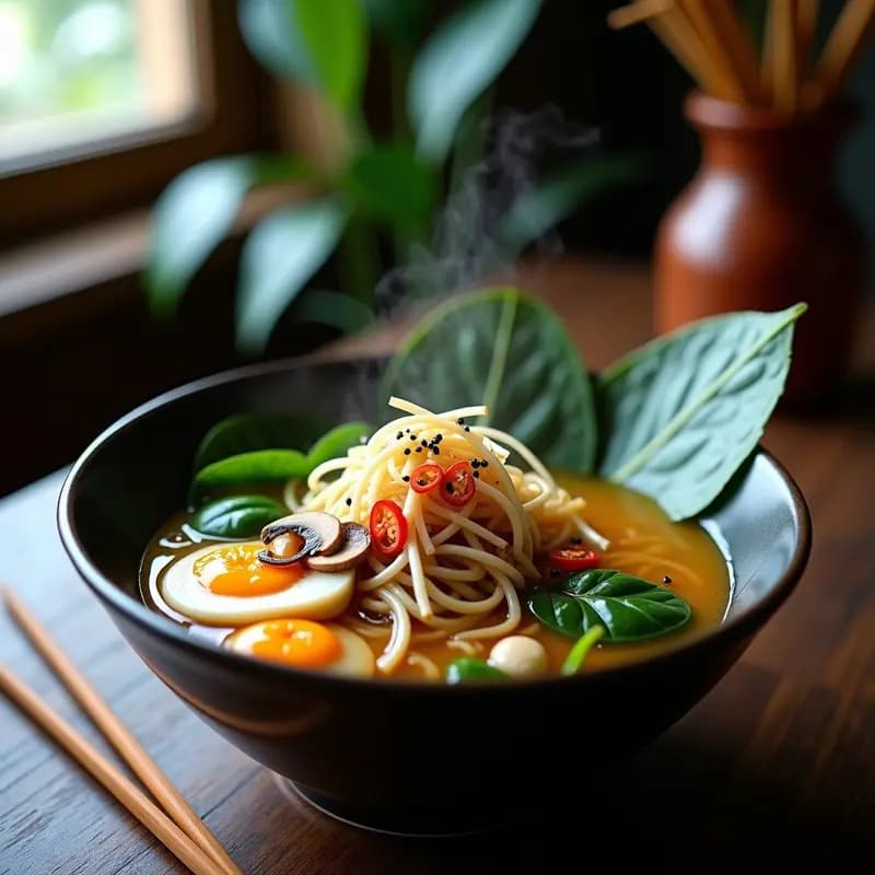 Ramen de Hongos Shitake y Espinacas: Versión Vegana y Baja en Calorías
