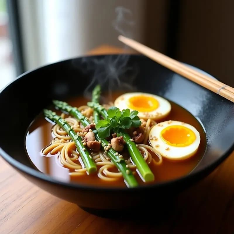 Ramen de Huevo y Espárragos Trigueros: Receta Japonesa Sin Gluten y Alta en Proteína