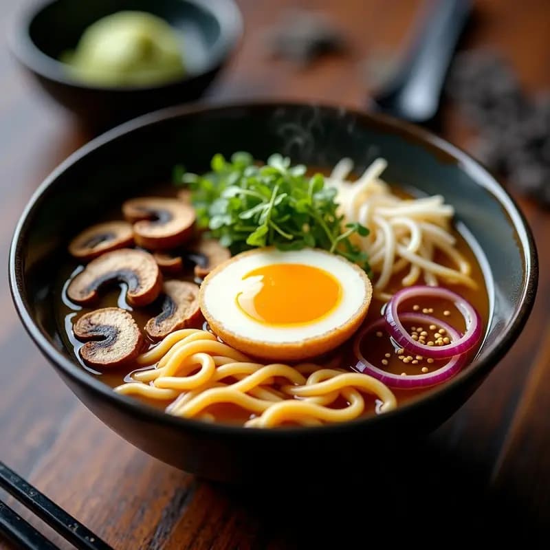 Ramen de Huevo y Hongos Shitake: Receta Japonés Vegana y Reconfortante