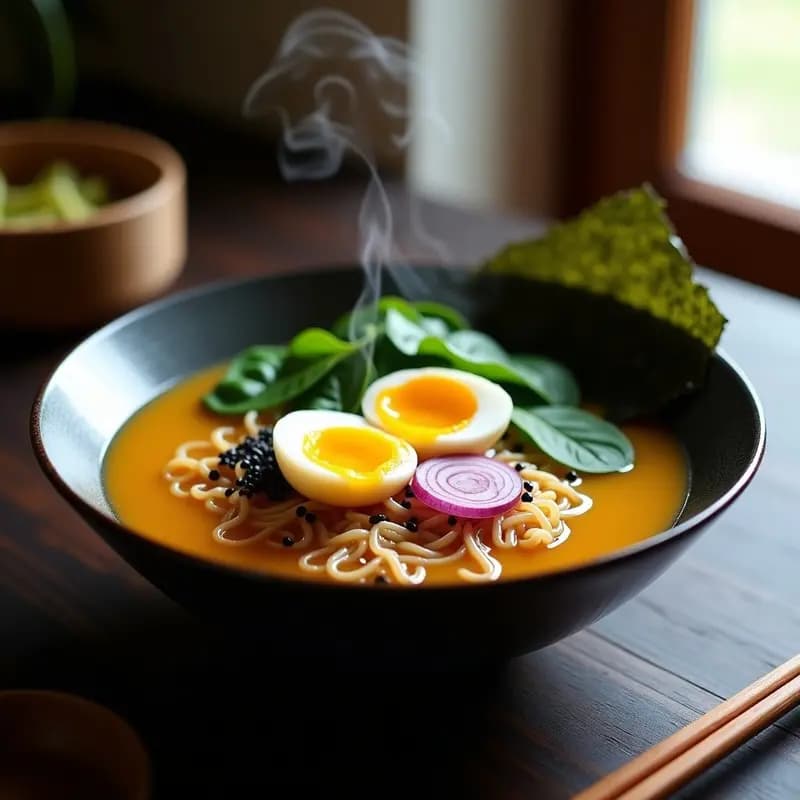 Ramen Japonés con Huevo Marinado y Espinacas: Receta Reconfortante en Olla Exprés