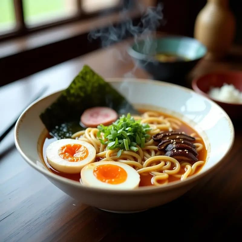 Ramen Japonés: Sopa de Fideos con Huevos Marinado, Champiñones y Narutomaki en 30 Minutos