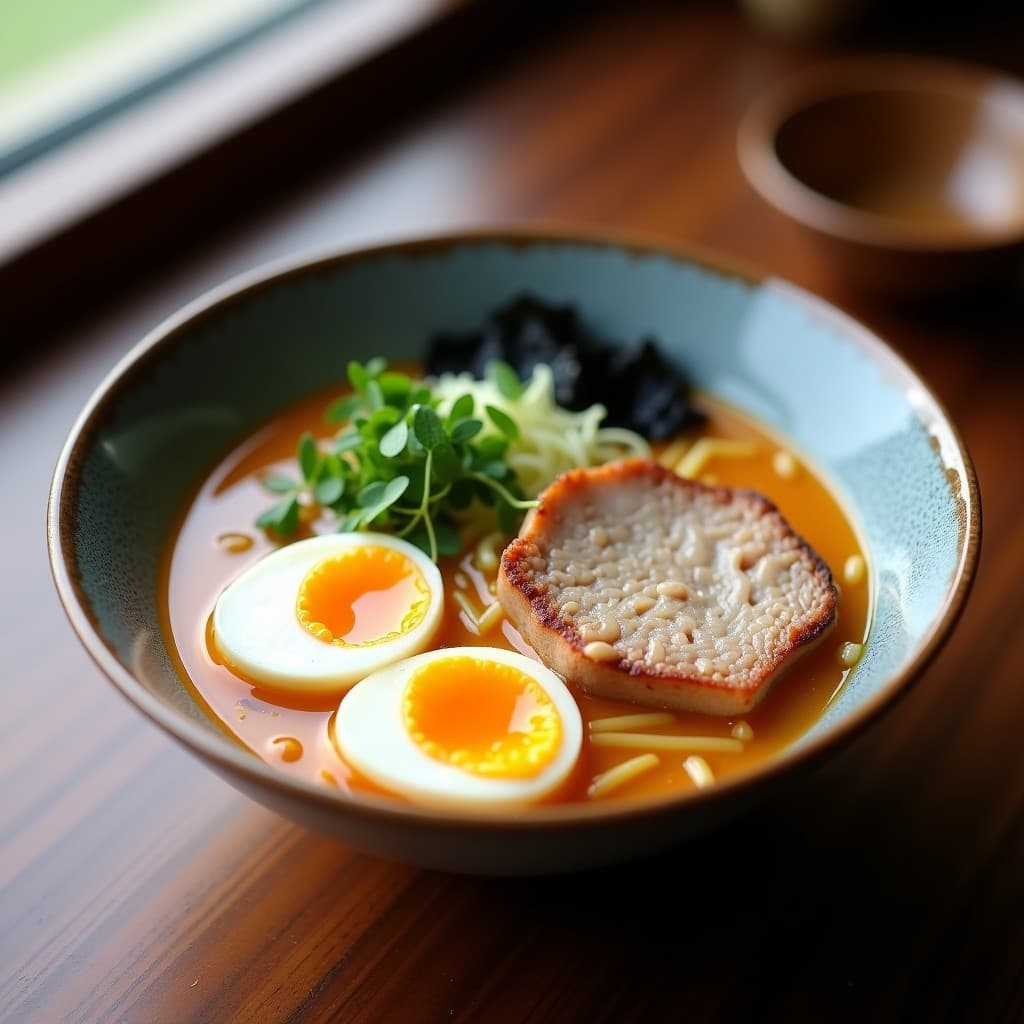Ramen de Miscuta y Huevo Marinado: Receta Japonesa Sin Fideos Alta en Proteína