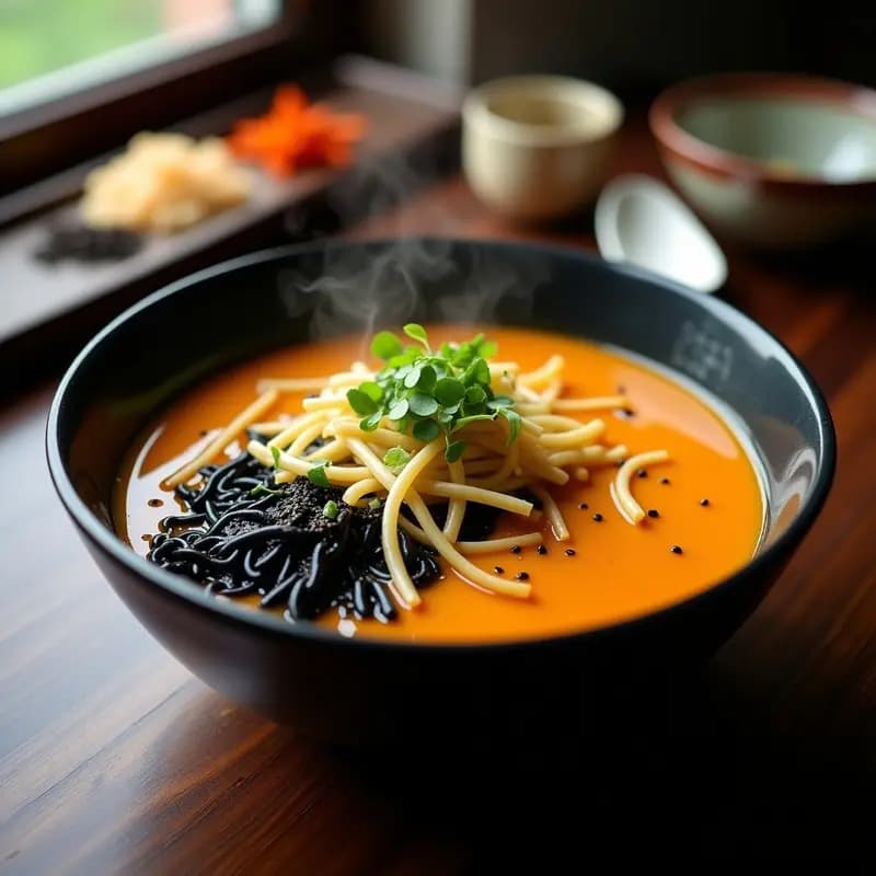 Ramen de Miso con Calabaza Kabocha y Brotes de Bamboo: Receta Japonesa Vegana Instantánea