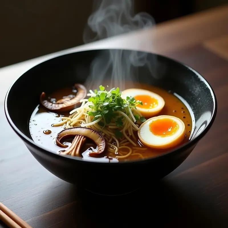 Ramen de Miso con Caldo de Huesos de Res y Champiñones Shiitake: Receta Japonesa Tradicional en Olla Lenta