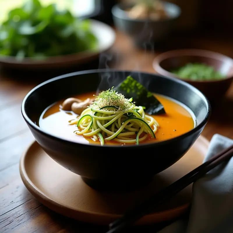 Ramen de Caldo de Miso con Fideos de Zucchini: Receta Japonesa Vegana y Sin Gluten