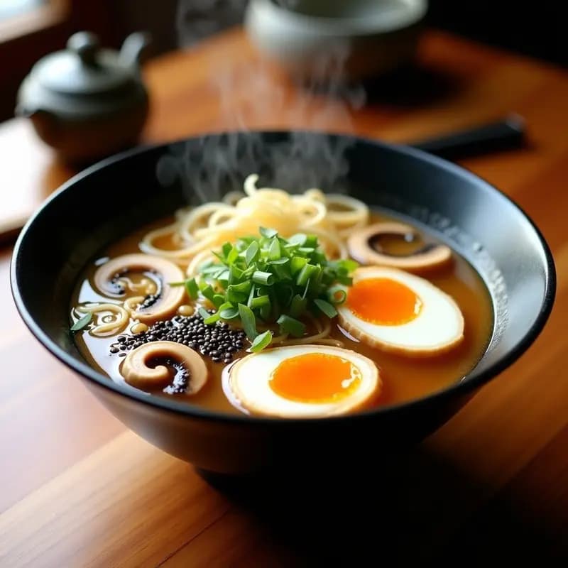 Ramen de Miso con Hongos Shiitake y Huevos Marinados: Receta Japonesa Reconfortante en 25 Minutos